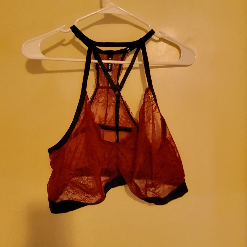 Torrid Bralette in burgundy and black